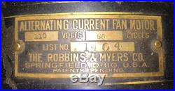 Robbins & Myers Brass Blade Cage Fan Model 1404 Tank Fan Antique Vintage 1911