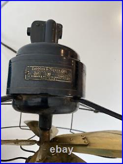 Robbins Myers Brass Blade Fan c. 1926 3 Spd Oscillates- 17 Works-Read Desc