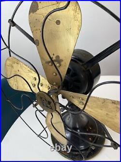 Robbins Myers Brass Blade Fan c. 1926 3 Spd Oscillates- 17 Works-Read Desc