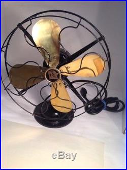 Robbins & Myers Electric Fan 12 Brass Vintage Antique Motor Oscillating Great
