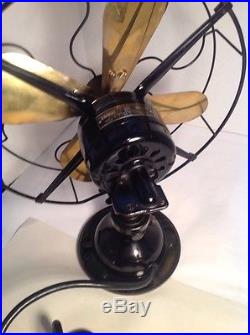 Robbins & Myers Electric Fan 12 Brass Vintage Antique Motor Oscillating Great