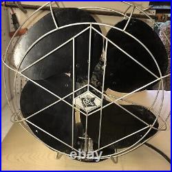 Robbins & Myers Oscillating 17 Fan 4 Blade Art Deco Electric Double Diamond