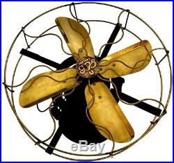 Round Antique Brass Vintage Collectible Old Functional Electrical Desk Fan WF 01