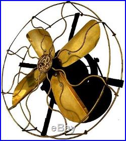 Round Antique Brass Vintage Collectible Old Functional Electrical Desk Fan WF 01