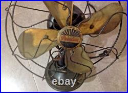 Scarce Old Antique Peerless Electric Co 8 Brass Blade Original Cage Desk Fan