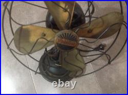 Scarce Old Antique Peerless Electric Co 8 Brass Blade Original Cage Desk Fan