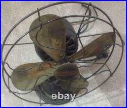 Scarce Old Antique Peerless Electric Co 8 Brass Blade Original Cage Desk Fan