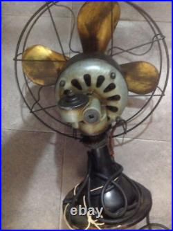 Scarce Old Antique Peerless Electric Co 8 Brass Blade Original Cage Desk Fan
