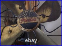Scarce Old Antique Peerless Electric Co 8 Brass Blade Original Cage Desk Fan