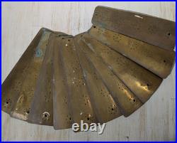 Set of 10 Antique Pierced Brass Ceiling Fan Blade Paddles, Pierced Pattern, 8l