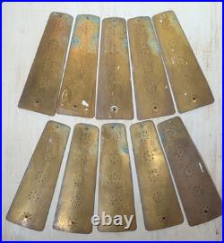 Set of 10 Antique Pierced Brass Ceiling Fan Blade Paddles, Pierced Pattern, 8l