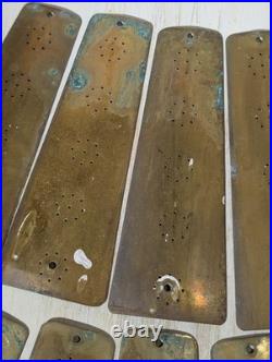 Set of 10 Antique Pierced Brass Ceiling Fan Blade Paddles, Pierced Pattern, 8l