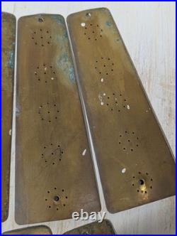 Set of 10 Antique Pierced Brass Ceiling Fan Blade Paddles, Pierced Pattern, 8l