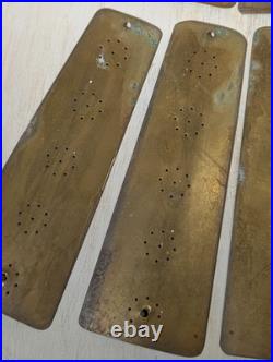 Set of 10 Antique Pierced Brass Ceiling Fan Blade Paddles, Pierced Pattern, 8l