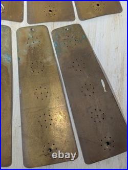 Set of 10 Antique Pierced Brass Ceiling Fan Blade Paddles, Pierced Pattern, 8l