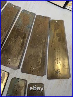 Set of 10 Antique Pierced Brass Ceiling Fan Blade Paddles, Pierced Pattern, 8l