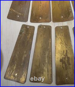 Set of 10 Antique Pierced Brass Ceiling Fan Blade Paddles, Pierced Pattern, 8l