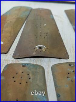 Set of 10 Antique Pierced Brass Ceiling Fan Blade Paddles, Pierced Pattern, 8l
