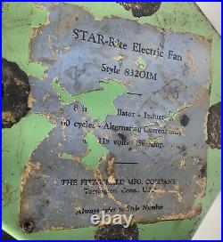 Star-Rite Fan 8320IM 8 Inch Brass Blades Fitzgerald MFG For Parts Runs Jadeite