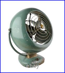 True Vintage Industrial Mid Century Green Metal Vornado Circular Fan WORKS