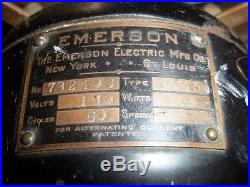 ULTRA RARE EARLY # 19645 EMERSON Jr 9 Brass Blade & Cage Fan Antique Vintage