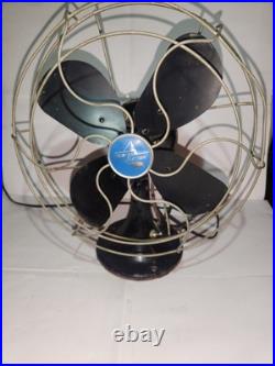 VINTAGE 1940`S EMERSON ELECTRIC FAN Oscillating 4 BLADES WORKING 13
