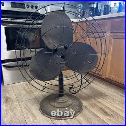 VINTAGE 35 INDUSTRIAL 3-BLADE ALL-METAL Shop FAN 120V RUNS STRONG HUGE AIR