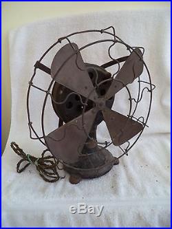 VINTAGE ANTIQUE PANCAKE FAN BRASS CAGE & BLADES FEET FOOTED BASE PARTS TO RESTOR