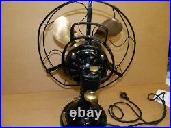 VINTAGE GENERAL ELECTRIC GE RESTORED Oscillating Fan 12 brass Blade