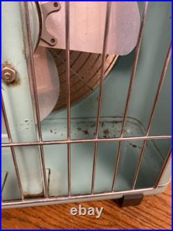 VTG 1950s Eskimo Box Fan 2012A Turquoise 15 3 Speed Retro WORKS GREAT