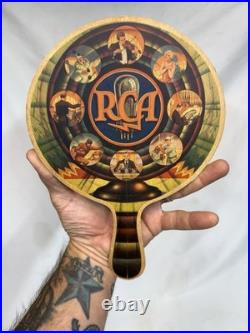 VTG Antique RARE Antique Advertising Sign RCA Electric Tube Premium Hand Fan