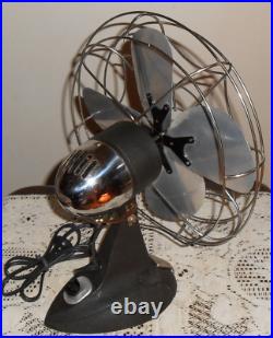 VTG ESKIMO 45K ART DECO MID CENTURY 12 CHROME 3-SPEED Electric Fan! WORKS! ASIS