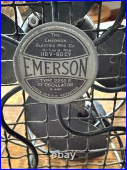 VTG Emerson Type 2250B 10 Oscillating Metal Fan 1930s Works