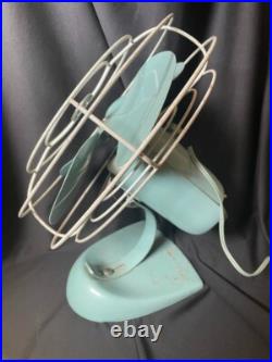 VTG Oscillating GE GENERAL ELECTRIC FAN F18S125 RARE TEAL BLUE GREEN WORKS