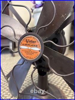 Vintage 12 Cincinnati Victor Airplane Desk Table Fan 4 Blade Electric Ohio