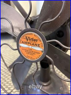 Vintage 12 Cincinnati Victor Airplane Desk Table Fan 4 Blade Electric Ohio