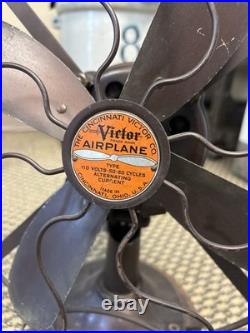 Vintage 12 Cincinnati Victor Airplane Desk Table Fan 4 Blade Electric Ohio