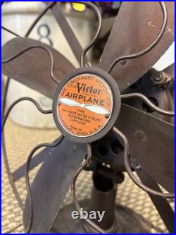 Vintage 12 Cincinnati Victor Airplane Desk Table Fan 4 Blade Electric Ohio