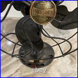 Vintage 1930s Emerson B Jr 10 Inch Oscillating Fan WORKS GREAT Repainted Blades