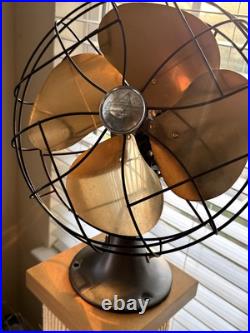Vintage 1930s Emerson Electric Oscillating Fan Model 6250-D With Brass Fan Blade