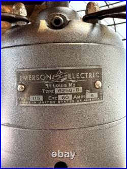Vintage 1930s Emerson Electric Oscillating Fan Model 6250-D With Brass Fan Blade