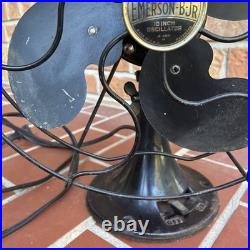 Vintage 1930s Emerson Jr B 10 Oscillating Fan WORKS Made In USA Desktop Antique