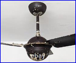 Vintage 1940 Parkinson Ceiling Ball Fan 56 Inch Sweep, Working