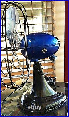 Vintage 1950's Westinghouse Electric Fan Art Deco, Blue sapphire, Refurbished
