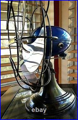 Vintage 1950's Westinghouse Electric Fan Art Deco, Blue sapphire, Refurbished