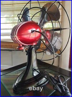 Vintage 1950's Westinghouse Electric Fan Art Deco, Fire Ball Red, Refurbished