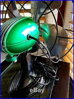 Vintage 1950's Westinghouse Electric Fan Art Deco, emerald color, Refurbished