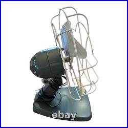 Vintage 1950s Superior Electric Model 800 Desk Fan MCM Atomic Age Grey Metal Tab