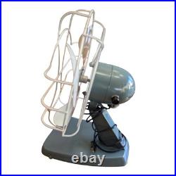 Vintage 1950s Superior Electric Model 800 Desk Fan MCM Atomic Age Grey Metal Tab