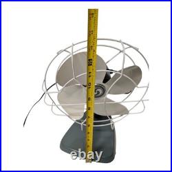 Vintage 1950s Superior Electric Model 800 Desk Fan MCM Atomic Age Grey Metal Tab